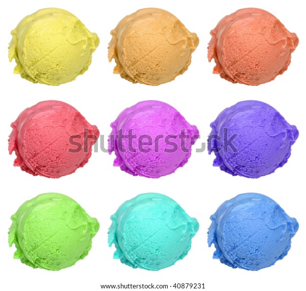 Collection Nine Colored Ice Cream Scoops Stock Photo (Edit Now) 40879231