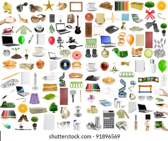 collection objects on the white background - Shutterstock ID 91896569