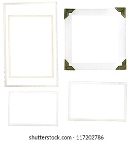 Collection Of Old Photo Corners, Frames And Edges Isolated On White In High Resolution