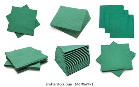 Collection paper disposable napkins in different angles isolated on white background - Powered by Shutterstock