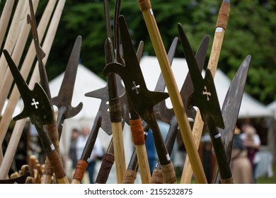 Collection Of Pike Heads Medieval Weapons Used In The English Civil War