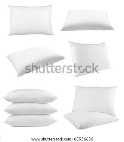 collection of  pillows on white background. each one is shot separately