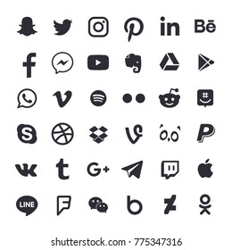 Collection of popular social media icons