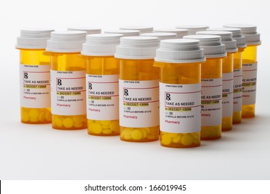 Collection Of Prescription Bottles, Horizontal