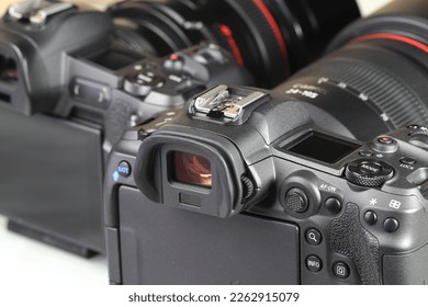 collection of professional DSLR camera body with professional lens isolated on white background. - Shutterstock ID 2262915079