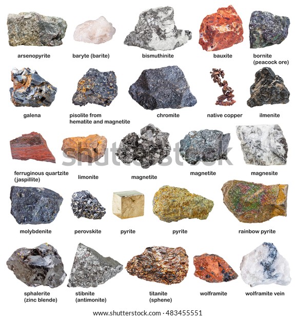 Collection Raw Minerals Ores Names Isolated Stock Photo (Edit Now ...