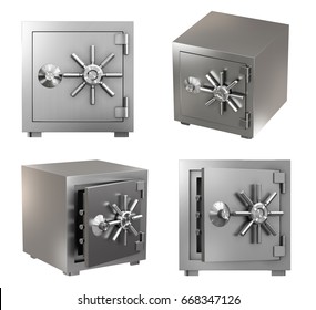 Collection of Realistic Safe Box. High Detailed 3d Rendering Isolated on White Background - Shutterstock ID 668347126