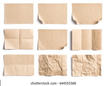 Collection of Recycled paper,crumpled paper,unfolded piece paper on white background - Shutterstock ID 644555368