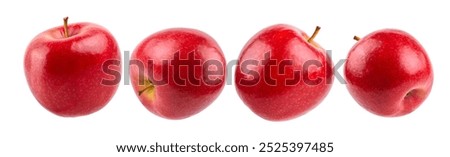 Collection of red apple isolated on white background. Clipping path.