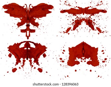 Collection of red inkblots inspired by Rorschach Test
