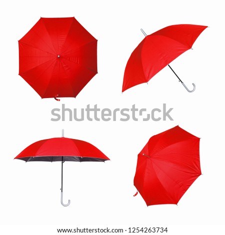 Collection of red umbrella isolated on a white background