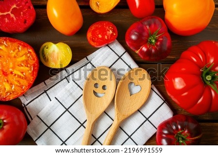 Similar – Image, Stock Photo red tomatoes on a black board