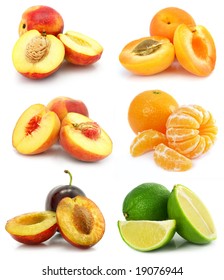 Collection Of Ripe Fruit Isolated On White Background