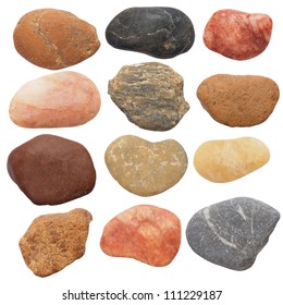 Collection Rocks Isolated On White Background