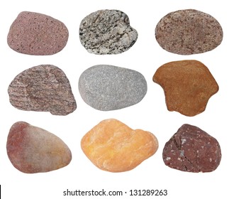 Collection Rocks Isolated On White Background