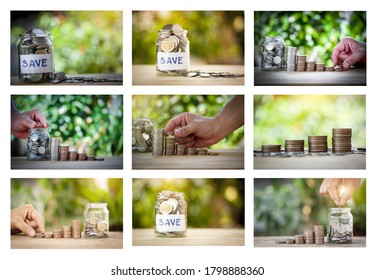 Collection of Saving Money concepts for Business,Home,Loan,Education,Growing for the future Financial and Investment. - Shutterstock ID 1798888360