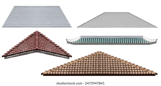 Collection set mockup roof with tile pattern isolated on white background with clipping path - Powered by Shutterstock