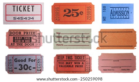 Collection set of vintage ticket stubs 