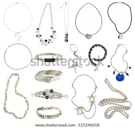 collection of silver jewelery