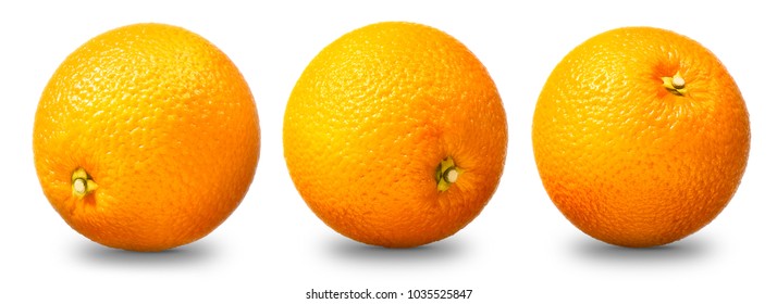 Collection of single orange fruit isolated on white background - Shutterstock ID 1035525847