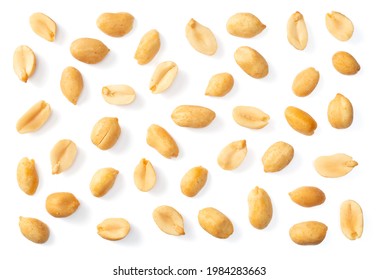 collection of single roasted peeled peanut isolated on white background, top view - Powered by Shutterstock