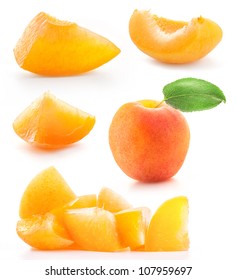Collection of slice apricots, isolated on white background - Shutterstock ID 107959697
