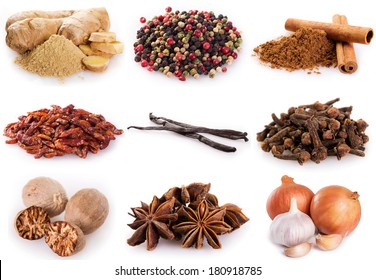 Collection Spices Isolated On White Background Stock Photo 180918785 ...