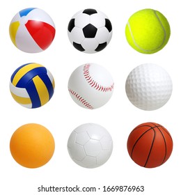 Collection Of Sport Balls Isolated On White Background