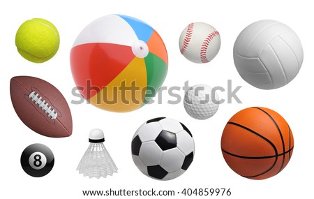 Collection of sport balls isolated on white background