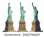 collection of the Statue of Liberty isolated on free PNG Background - New york cityscape river side which location is lower manhattan. Architecture and building with tourist concept.