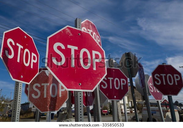 A collection of stop
signs