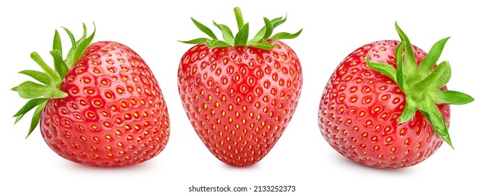 Collection strawberry isolated on white background. Strawberry Clipping Path. - Shutterstock ID 2133252373