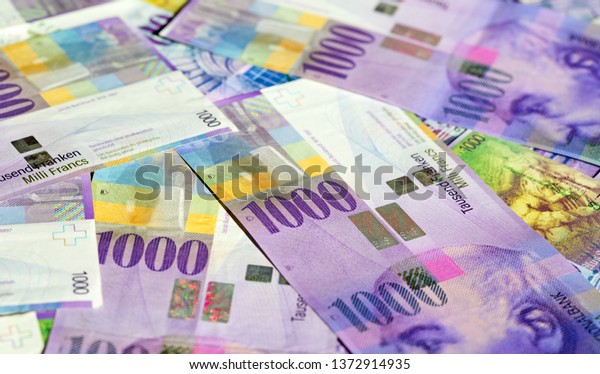 Sammlung Der Schweizer 1000 Franken Banknoten Stockfoto Jetzt Bearbeiten