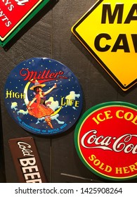 Collection Of Tin Signs For Coca Cola Miller Beer And Man Cave