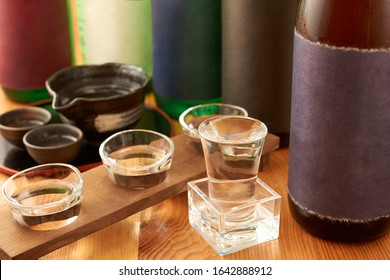 A collection of traditional Japanese sake