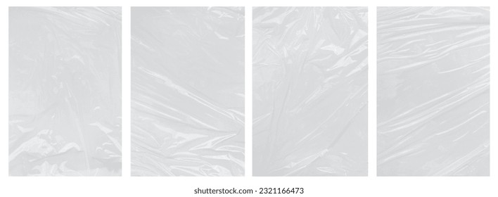 Collection transparant wrinkled plastic, plastic or polyethylene bag texture - Shutterstock ID 2321166473