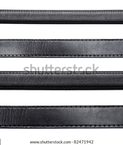 collection of various  black leather belt on white background. each one is shot separately