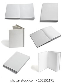 collection of various  blank white paper on white background. each one is shot separately