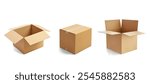 collection of various of  a cardboard box on white background, each one is shot separately