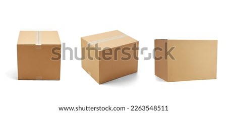 collection of various of  a cardboard box on white background, each one is shot separately