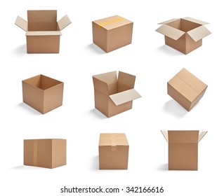 Collection Various Cardboard Boxes On White Stock Photo 342166616 ...