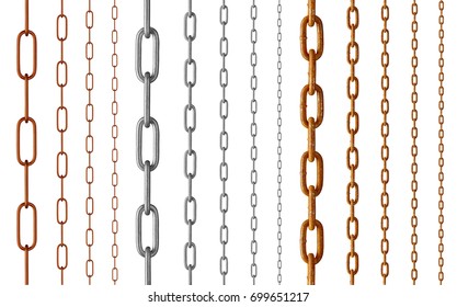 Collection Various Chain On White Background Stock Photo 699651217 ...