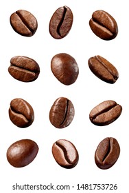 colección de distintos granos de café sobre fondo blanco