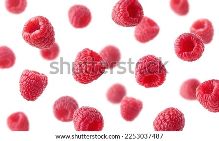 Collection of various falling fresh ripe blackberries isolated on white background