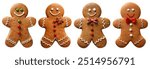 A collection of various gingerbread men on a white background. The concept of holidays and fun.