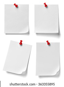 collection of various note paper with a red push pin on white background. each one is shot separately - Shutterstock ID 363355895