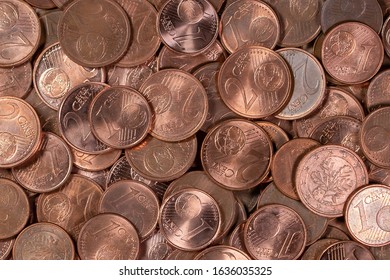 Collection of various one and two cents coins
