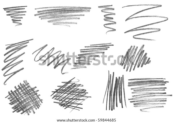 Collection Various Pencil Strokes On White Stock Photo (Edit Now) 59844685