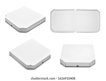 Collection Of Various  Pizza Box On White Background