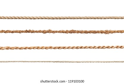collection of various ropes on white background. each one is shot separately - Shutterstock ID 119103100